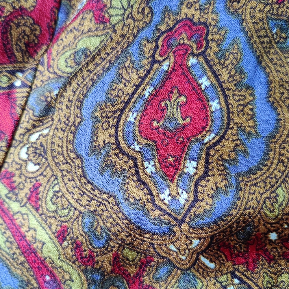 70s Paisley Shirt Women's 38 M Barry Ashley Disco Jewel Tones Psychedelic READ - Picture 4 of 16
